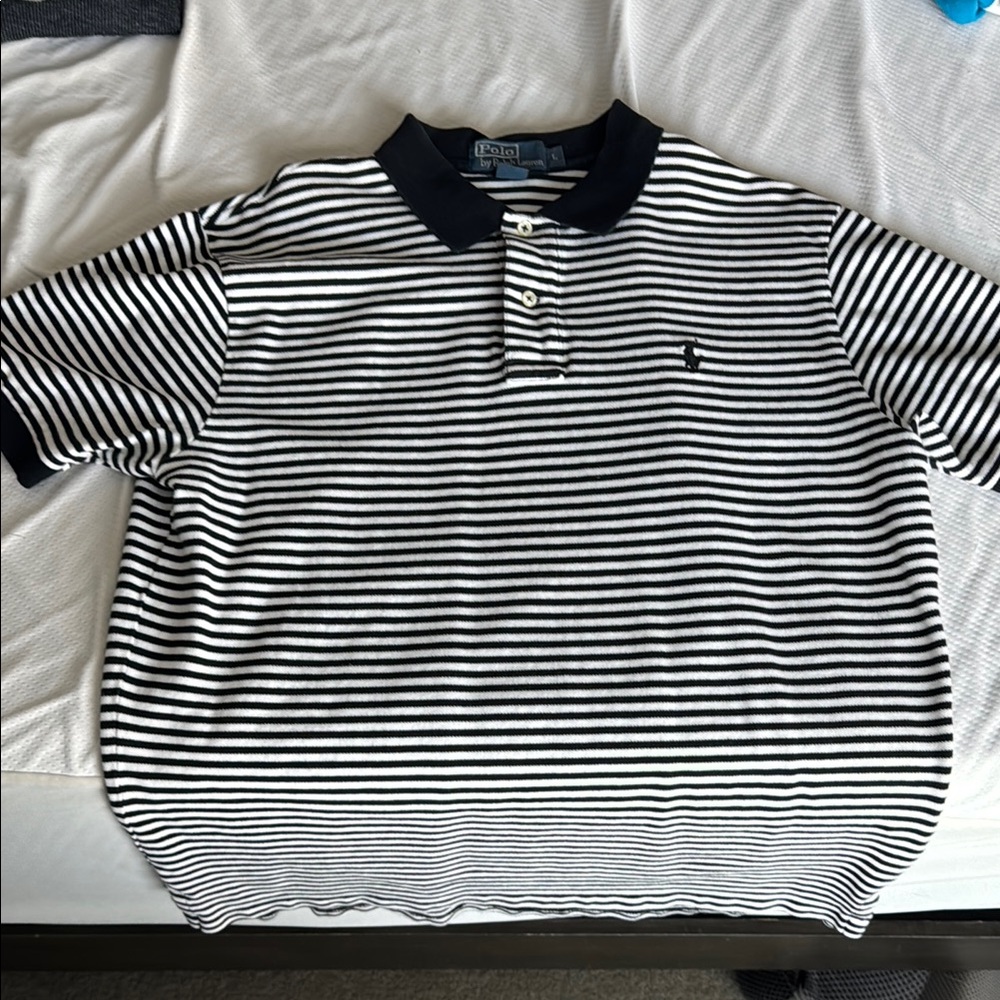 Ralph Lauren Black and White Striped Polo Shirt